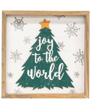 Picture of Joy to the World Christmas Tree Framed Sign