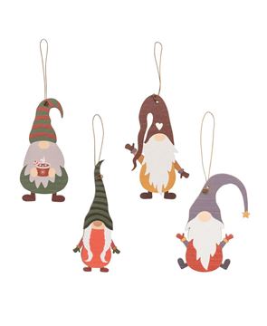 Picture of Wooden Winter Gnome Ornaments, 4/Set