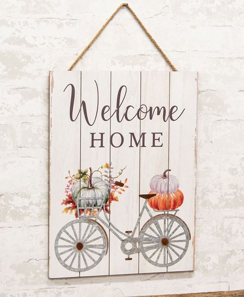 Picture of Welcome Home Pumpkin Bicycle Pallet Sign