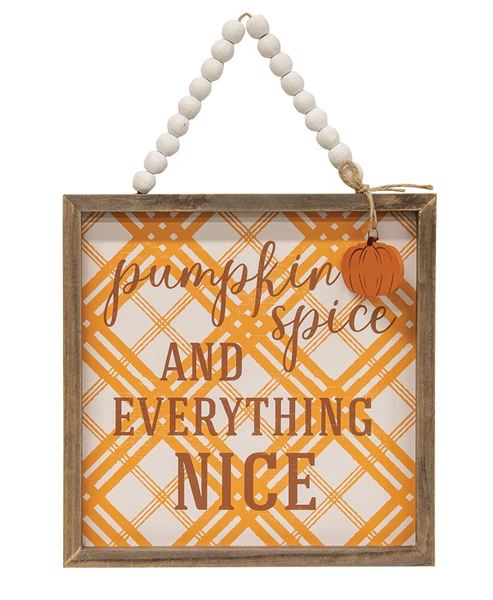 Picture of Plaid Pumpkin Spice Beaded Sign