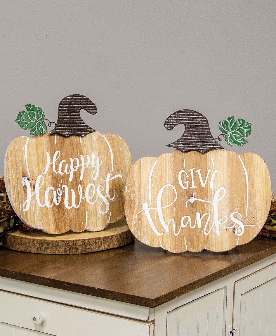 Col House Designs - Wholesale| Happy Harvest Engraved Wooden Pumpkin ...