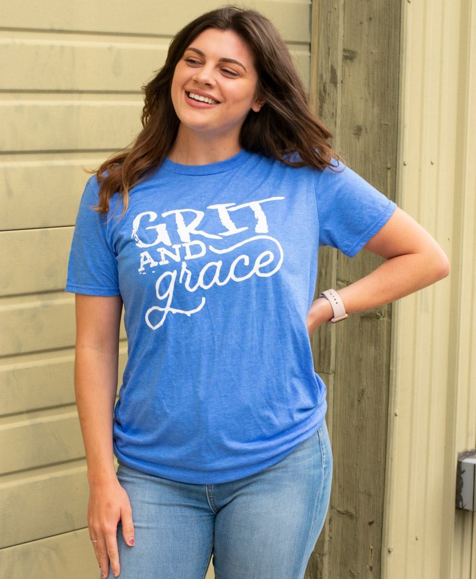 Col House Designs - Wholesale| Grit and Grace T-Shirt, Heather Blue XXL