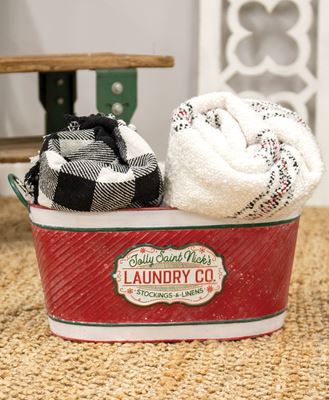 Picture of Jolly Saint Nick's Laundry Co. Oval Metal Bucket