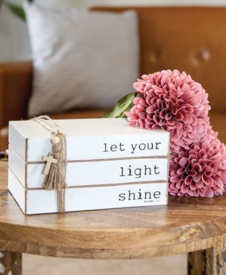Picture of Let Your Light Shine Wooden Book Stack