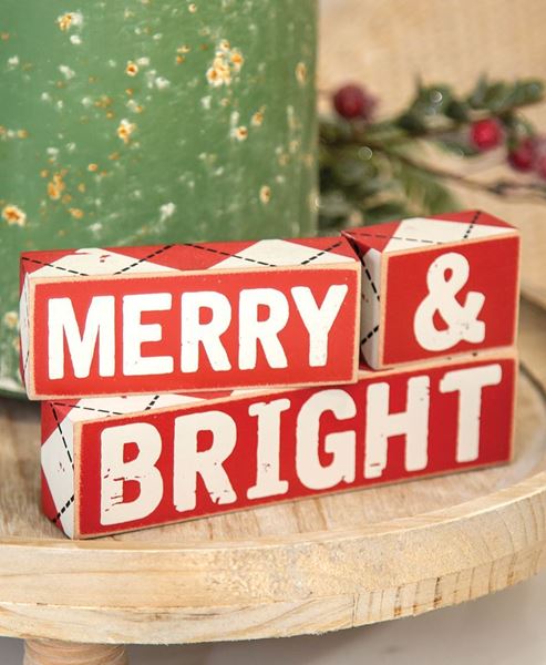 Picture of Merry & Bright Wooden Blocks, 3/Set