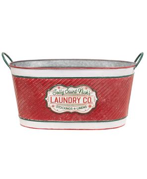 Picture of Jolly Saint Nick's Laundry Co. Oval Metal Bucket