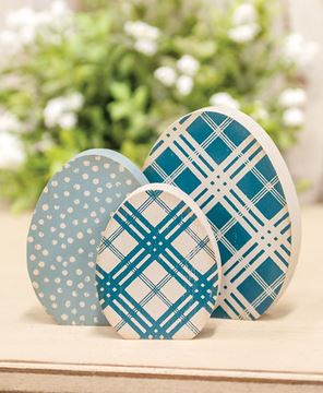 Picture of Chunky Blue Patterned Egg Sitters, 3/Set
