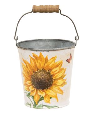 Picture of Sunflower & Butterfly Metal Bucket w/Handle