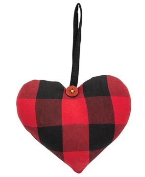 Picture of Red & Black Buffalo Check Heart Ornament