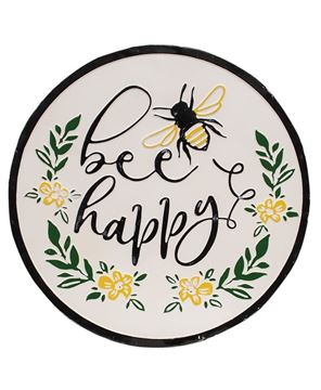 Picture of Bee Happy Distressed Enamel Sign