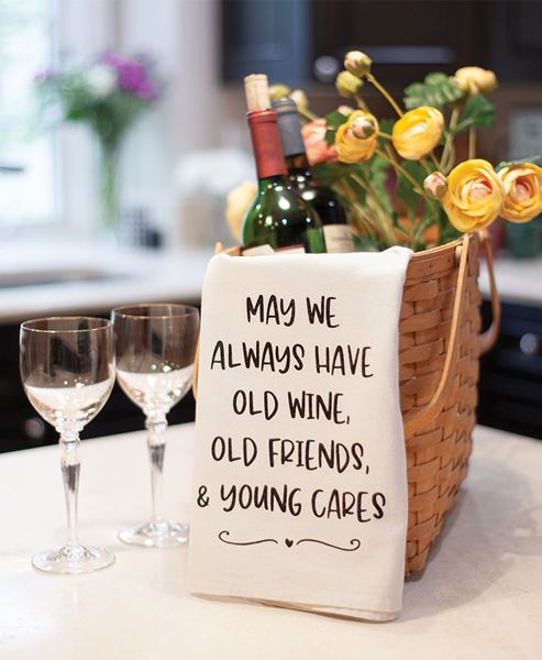 Picture of May We Always Have Old Wine Old Friends Dish Towel