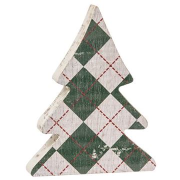 Picture of Distressed Wooden Plaid Christmas Trees, 2/Set