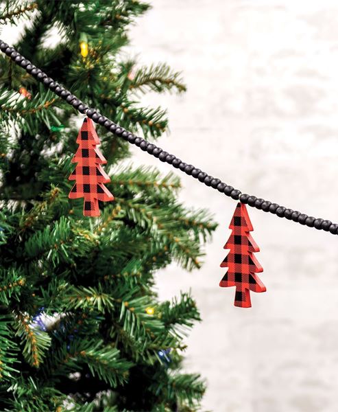 Picture of Buffalo Check Christmas Trees Beaded Garland