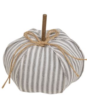 Picture of Ticking Stripe Stuffed Pumpkin, 6.5"
