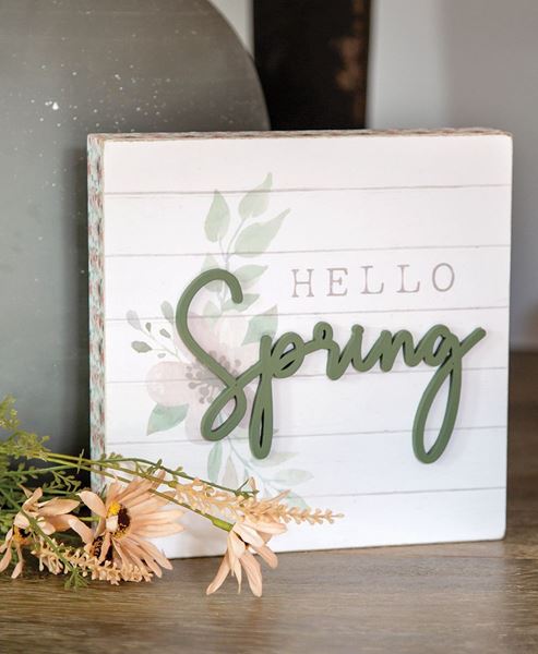 Picture of Hello Spring Pattern Side Box Sign