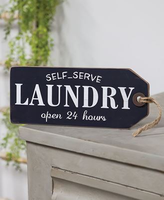 Picture of Self Serve Laundry Open 24 Hours Wood Tag