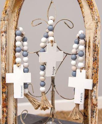 Picture of Hope, Blessed, Faith Beaded Cross Hanger, 3 Asstd.