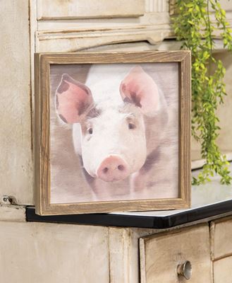 Picture of Pig Portrait Framed Print, Wood Frame