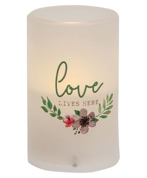 Picture of Love Lives Here Timer Pillar 3" x 5"