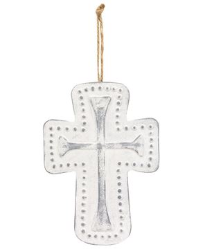 Picture of Distressed Metal Cross Dotted Ornament