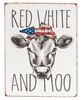 Picture of Red White And Moo Distressed Metal Sign