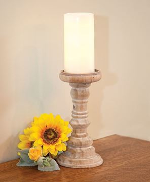 Picture of Tall Distressed White Wood Pillar, 9.5"