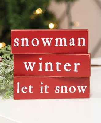 Picture of Let It Snow, Winter or Snowman Thin Mini Block, 3 Asstd.