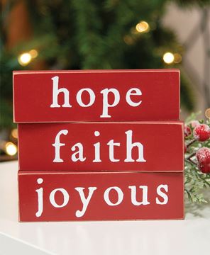 Picture of Faith, Hope or Joyous Thin Mini Block, 3 Asstd.