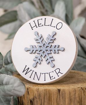 Picture of Hello Winter Snowflake Circle Easel Sign