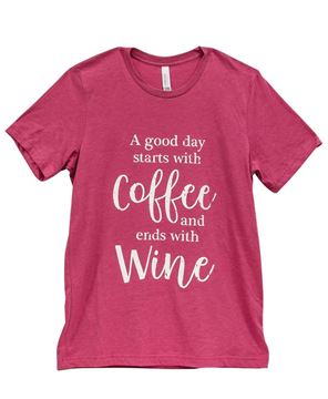 Picture of A Good Day Starts With Coffee T-Shirt, Heather Raspberry