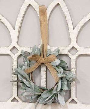 Picture of Frosted Lamb's Ear Wreath w/Burlap Bow Hanger
