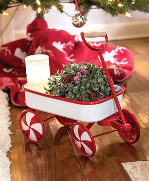 Picture of Candy Cane Metal Wagon