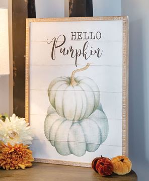Picture of Hello Pumpkin Distressed Wood Sign