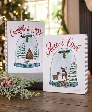 Picture of Snow Globe Gingham Box Sign, 2 Asstd.