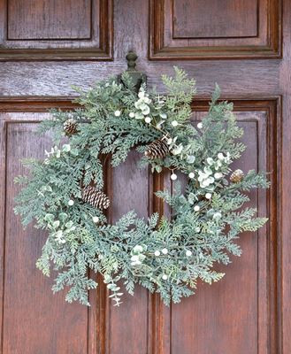 Picture of Frosty Cedar, Pinecone & White Berry Wreath
