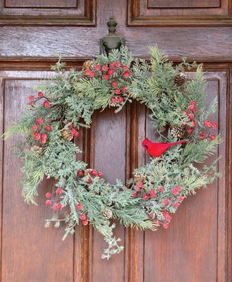 Picture of Icy Pine & Sugar Berry Cardinal Wreath