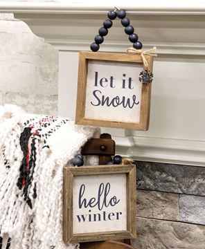 Picture of Winter Sayings Snowflake Beaded Sign, 2 Asstd.