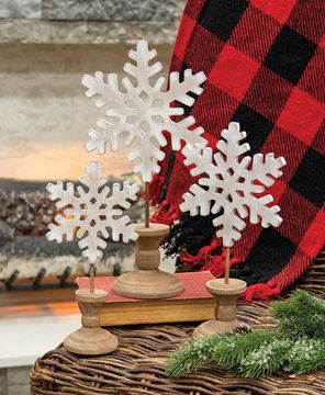 Picture of Distressed Wooden Snowflake Spindles, 3/Set