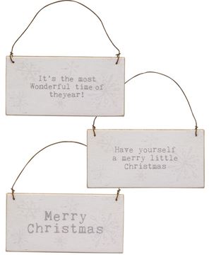 Picture of Merry Christmas Words Mini Snowflake Sign Ornament, 3 Asstd.
