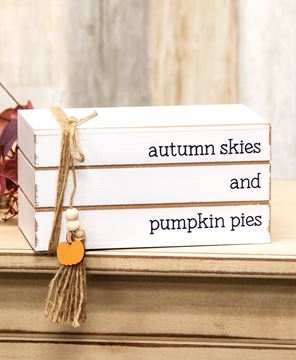 Picture of Autumn Skies and Pumpkin Pies Stacked Wooden Books