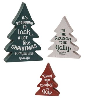 Picture of Christmas Carol Wooden Trees, 3/Set