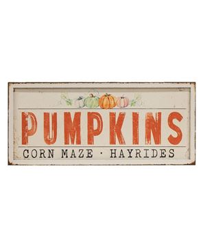 Picture of Pumpkins Corn Maze Hayrides Metal Frame Sign