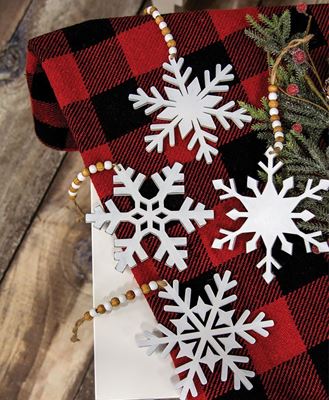 Picture of White Wood Snowflake Beaded Ornament, 4 Asstd.