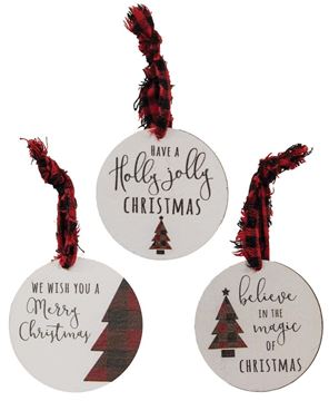 Picture of Believe in the Magic Buffalo Check Ornaments, 3/Set