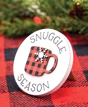 Picture of Snuggle Season Buffalo Check Mug Circle Easel Sign
