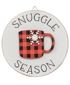Picture of Snuggle Season Buffalo Check Mug Circle Easel Sign
