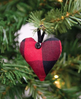 Picture of Red & Black Buffalo Check Fabric Heart Hanger Ornament