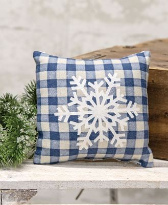 Picture of Blue Plaid Snowflake Pillow, 5"