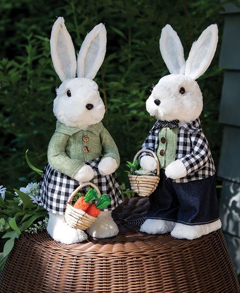Picture of Mr. & Mrs. Gingham Fabric Bunny Doll, 2 Asstd.