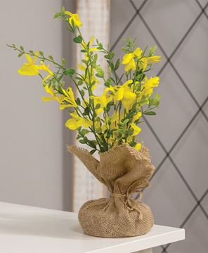 Picture of Yellow Tabletop Wildflowers w/Burlap Base